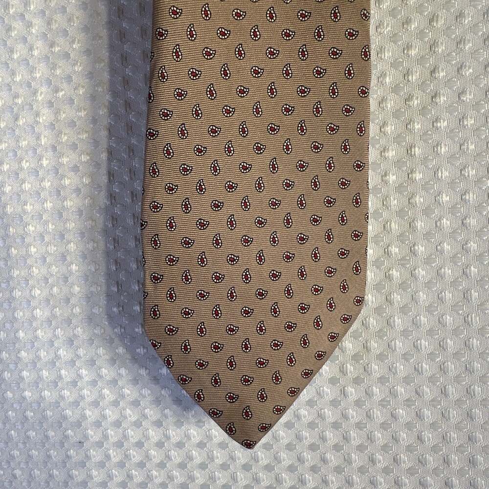 Vintage Chaps Ralph Lauren Red and Gold Paisley Silk Necktie